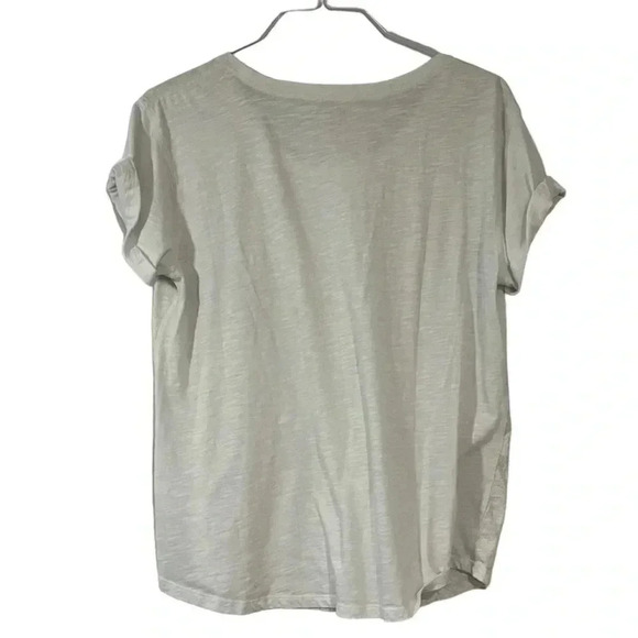 A New Approach size XL white tee with gold print on front and rolled sleeves EUC - Picture 9 of 10